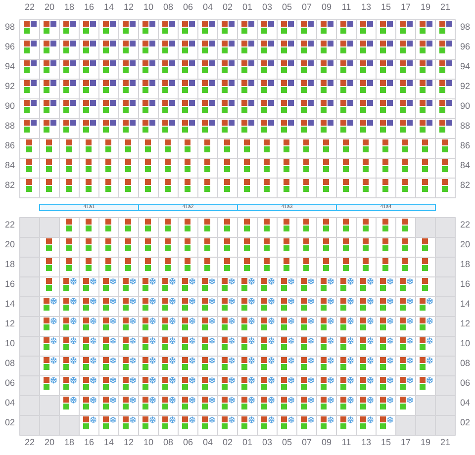Bay 041 view and slots of EMMA MAERSK