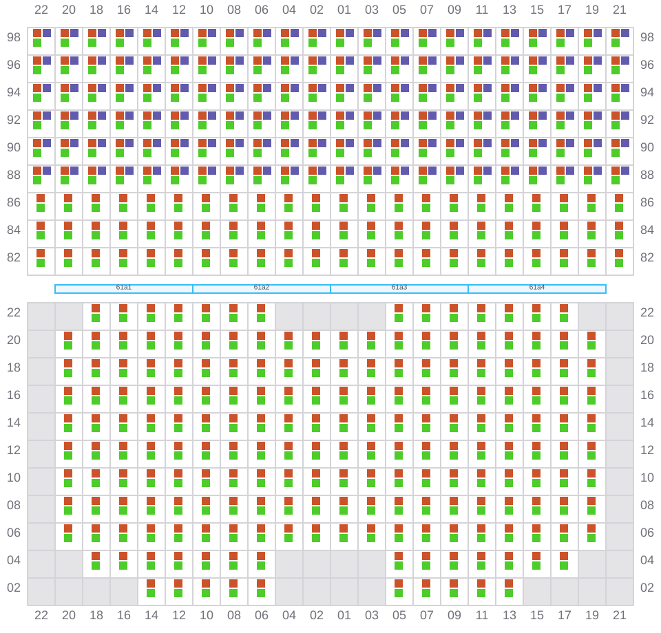 Bay 061 view and slots of EMMA MAERSK