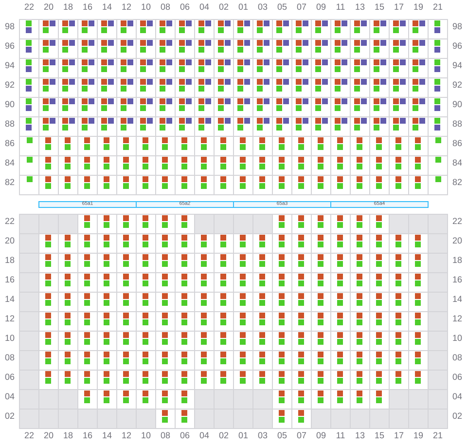Bay 065 view and slots of EMMA MAERSK