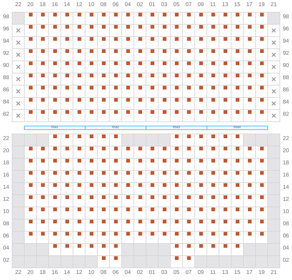 Bay 067 view and slots of EMMA MAERSK