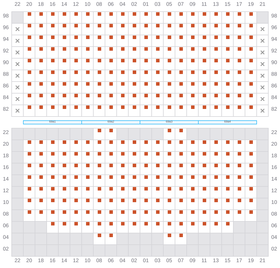Bay 071 view and slots of EMMA MAERSK