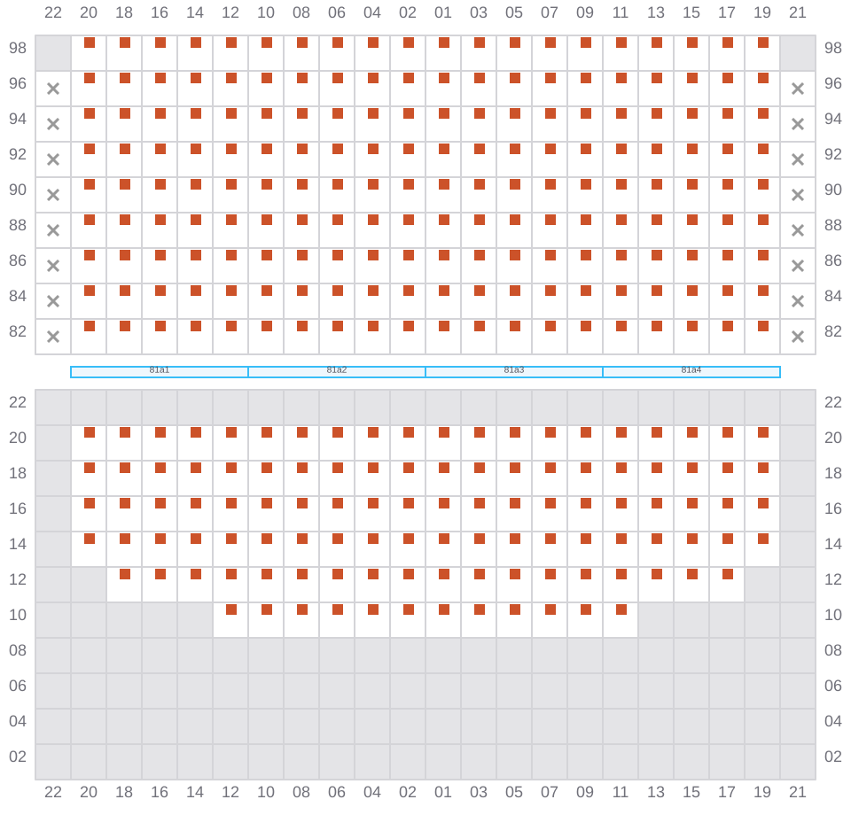 Bay 083 view and slots of EMMA MAERSK