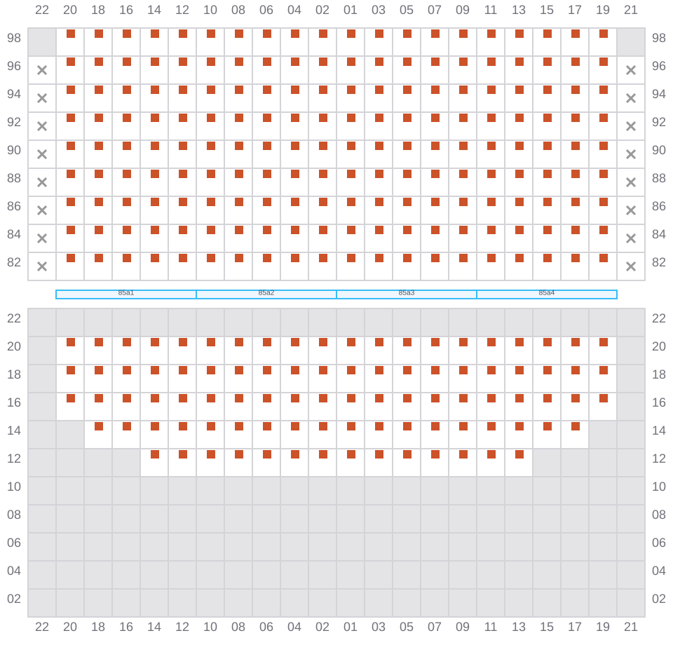 Bay 087 view and slots of EMMA MAERSK