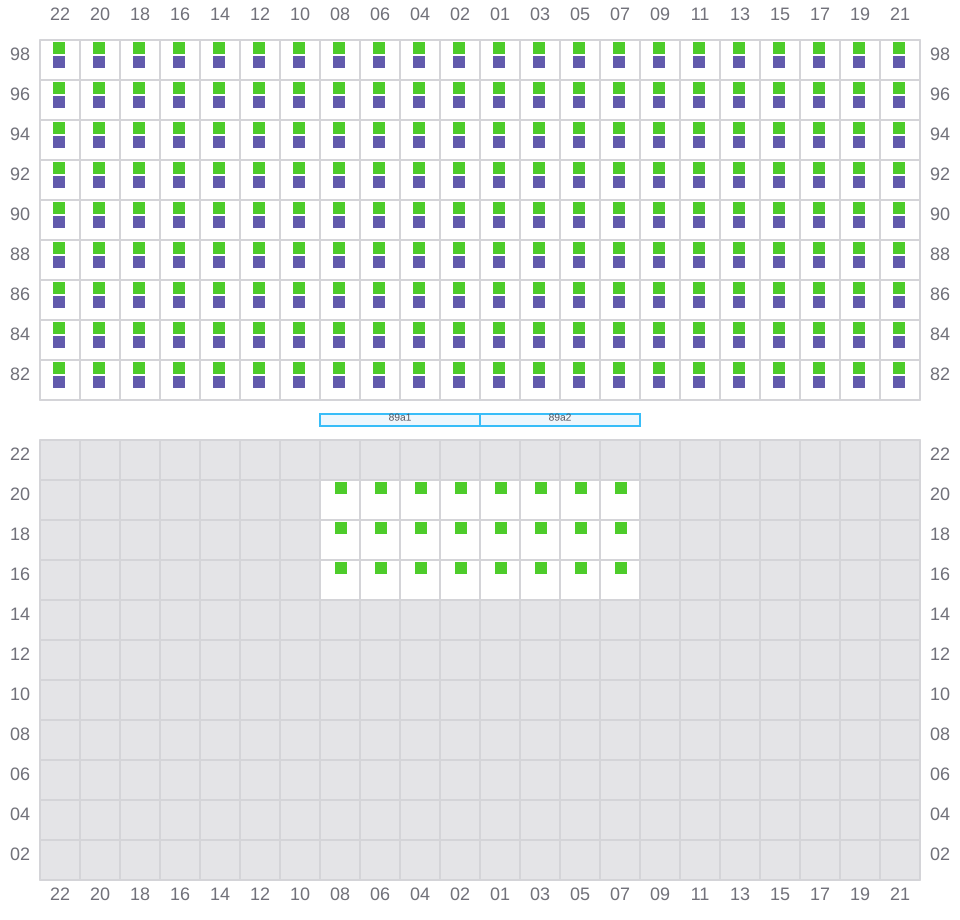 Bay 089 view and slots of EMMA MAERSK