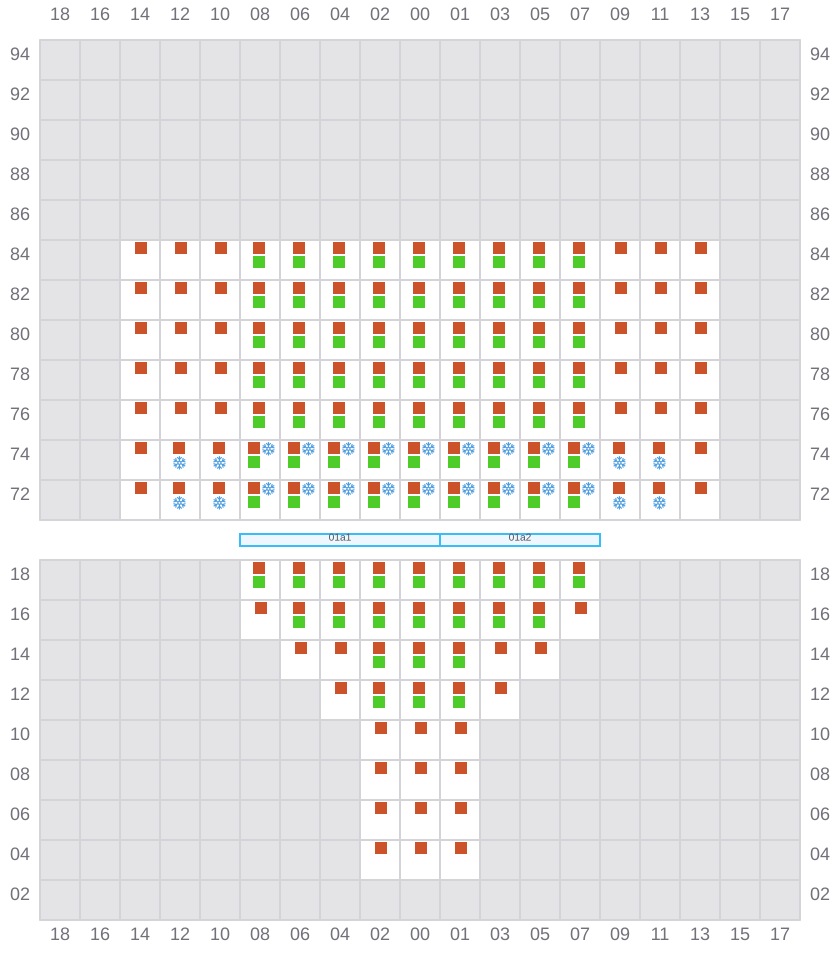 Bay 003 view and slots of MSC GAYANE