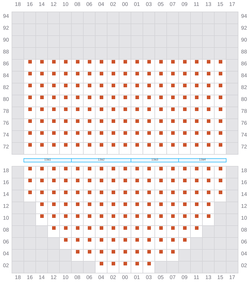 Bay 013 view and slots of MSC GAYANE