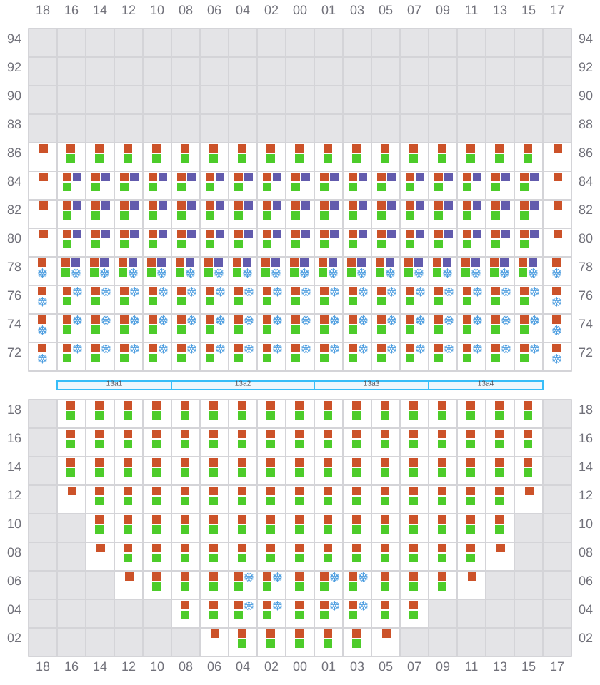Bay 015 view and slots of MSC GAYANE