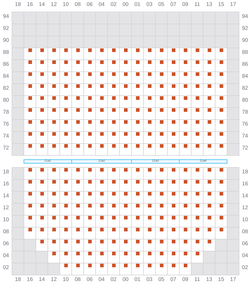 Bay 021 view and slots of MSC GAYANE