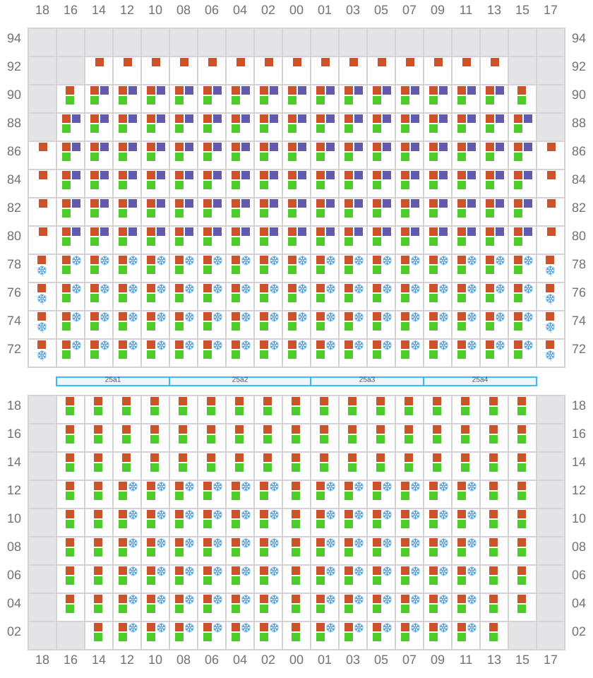 Bay 027 view and slots of MSC GAYANE