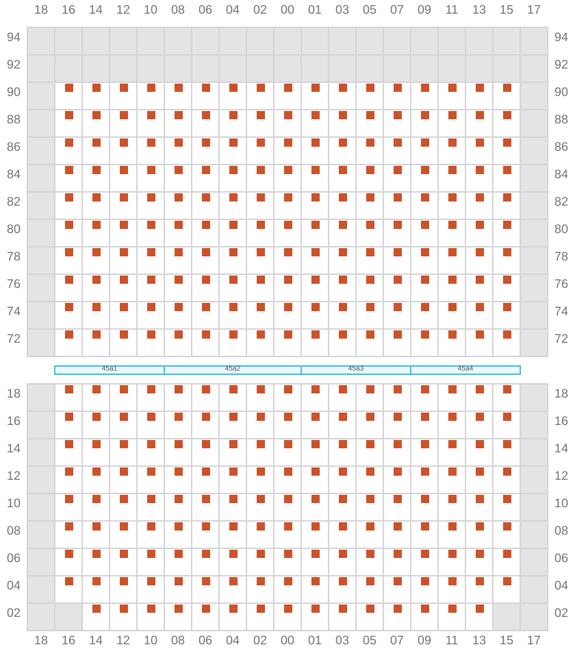 Bay 045 view and slots of MSC GAYANE