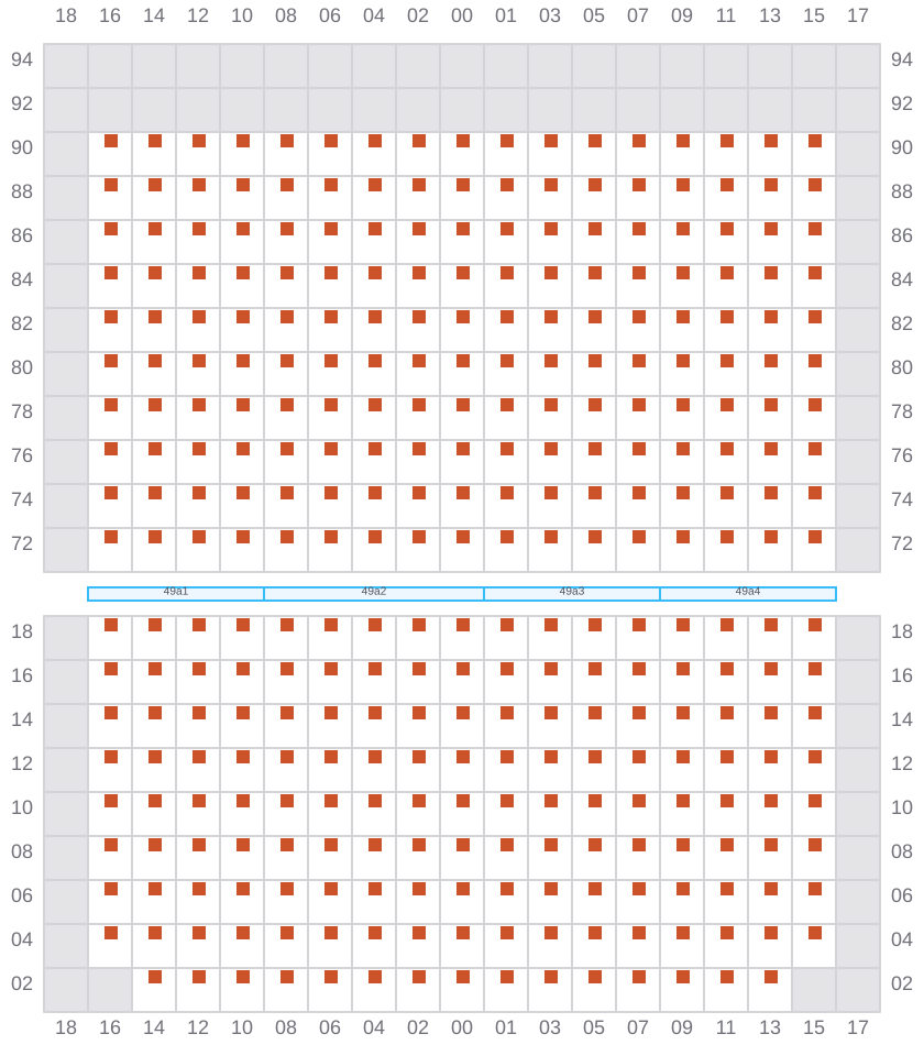 Bay 049 view and slots of MSC GAYANE