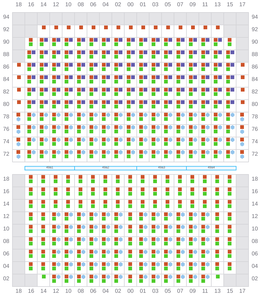 Bay 051 view and slots of MSC GAYANE