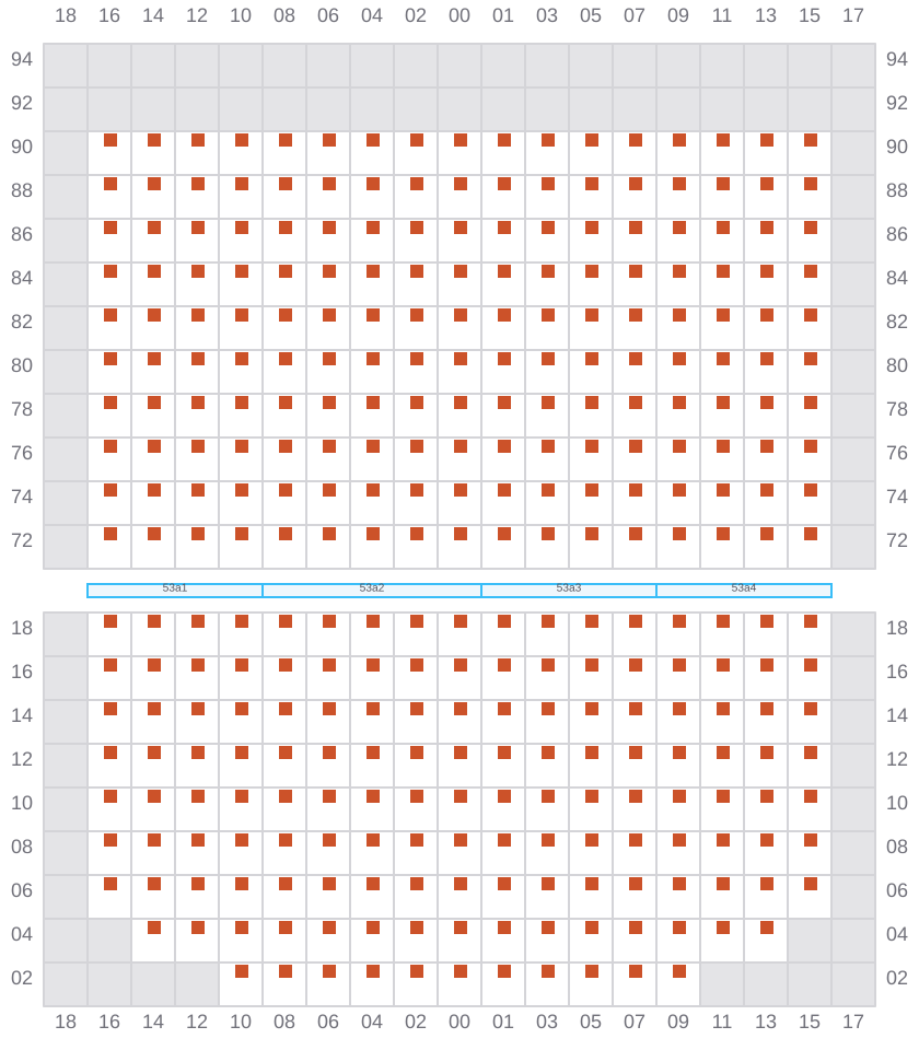 Bay 053 view and slots of MSC GAYANE