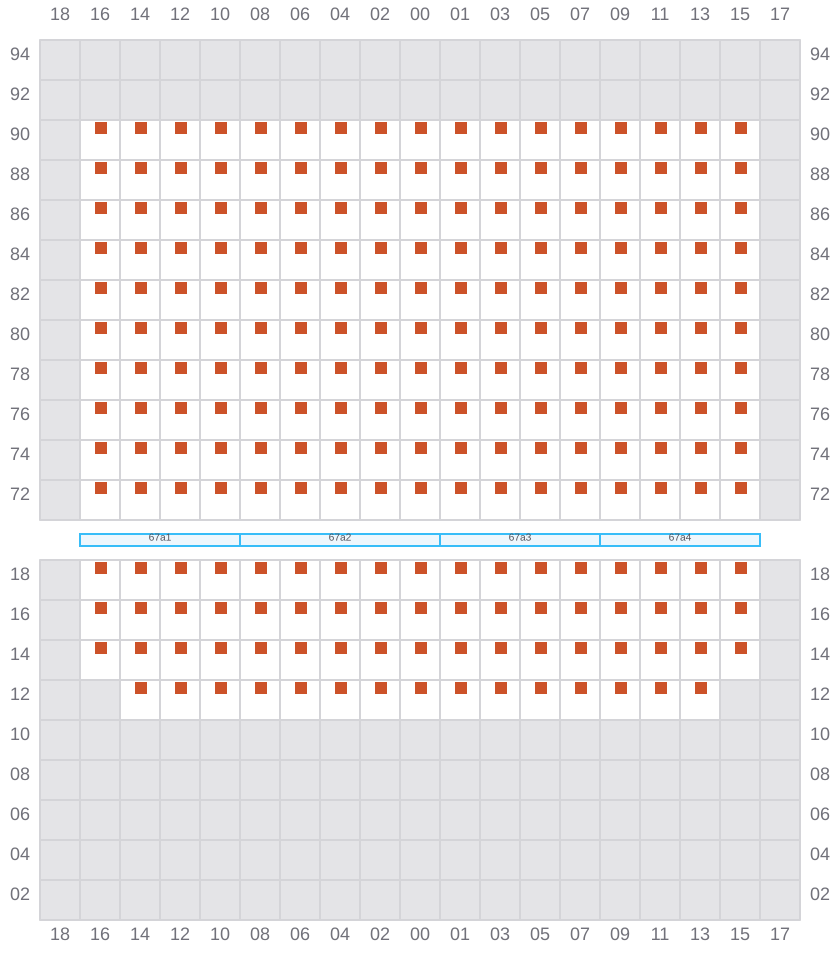 Bay 067 view and slots of MSC GAYANE