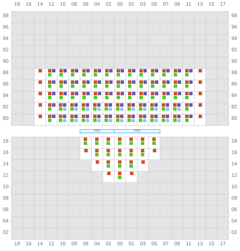 Bay 003 view and slots of MSC SOFIA PAZ