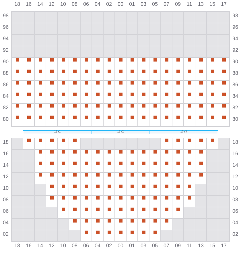 Bay 013 view and slots of MSC SOFIA PAZ