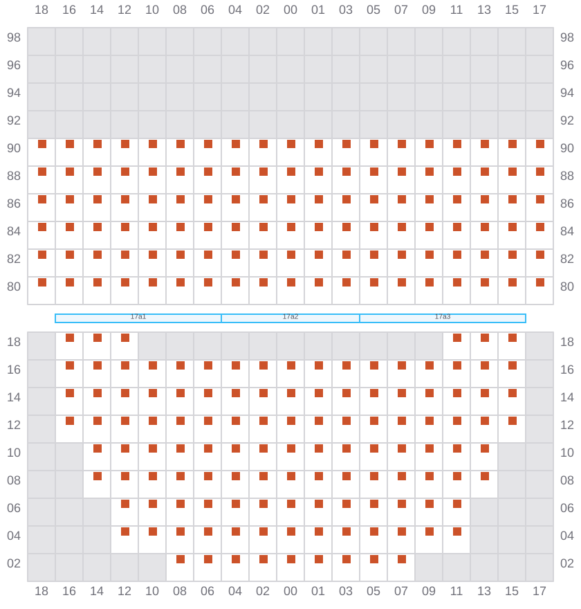 Bay 017 view and slots of MSC SOFIA PAZ