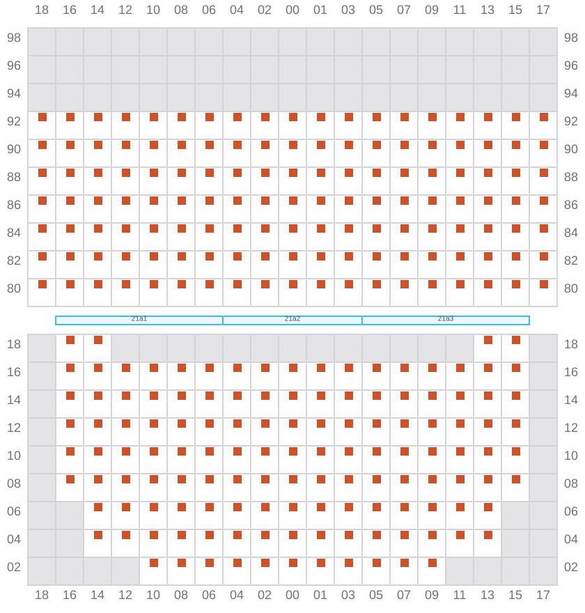 Bay 021 view and slots of MSC SOFIA PAZ