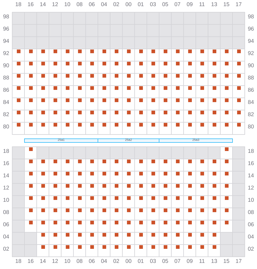 Bay 025 view and slots of MSC SOFIA PAZ