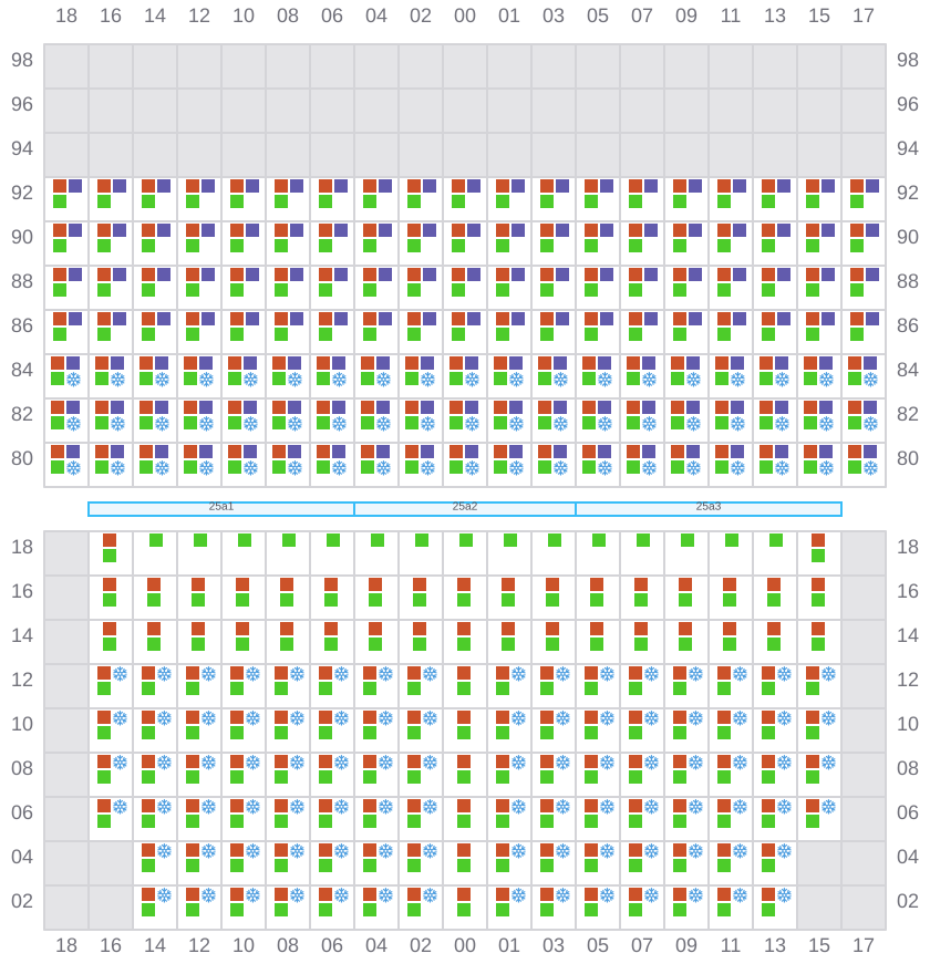 Bay 027 view and slots of MSC SOFIA PAZ