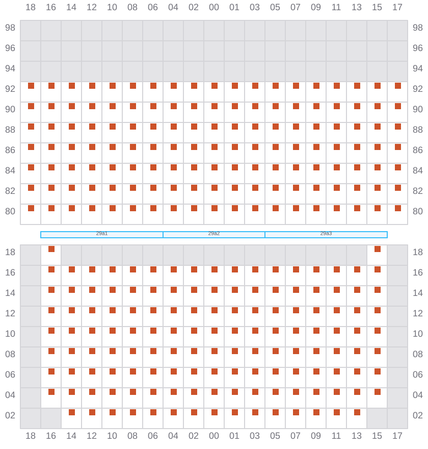 Bay 029 view and slots of MSC SOFIA PAZ