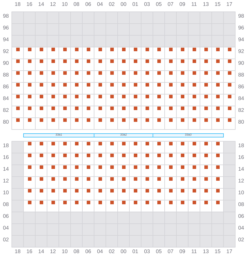 Bay 033 view and slots of MSC SOFIA PAZ