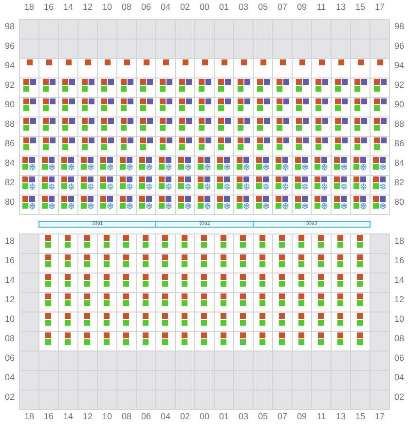 Bay 035 view and slots of MSC SOFIA PAZ