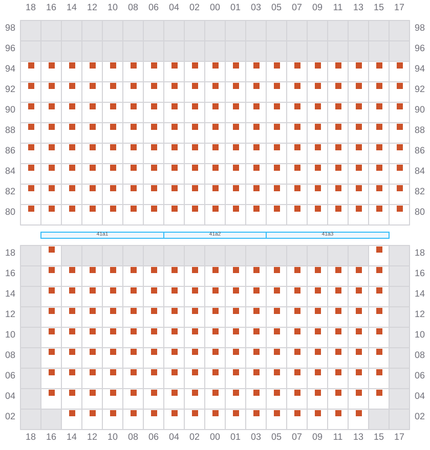 Bay 041 view and slots of MSC SOFIA PAZ