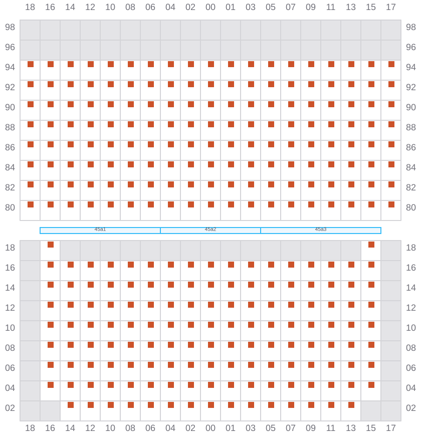 Bay 045 view and slots of MSC SOFIA PAZ