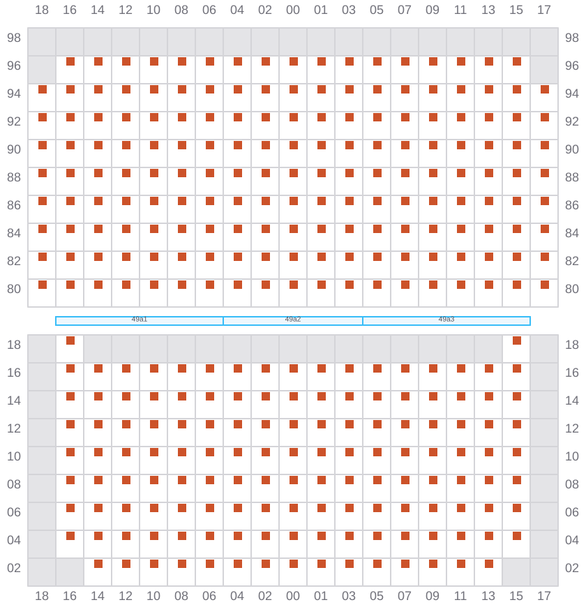 Bay 049 view and slots of MSC SOFIA PAZ
