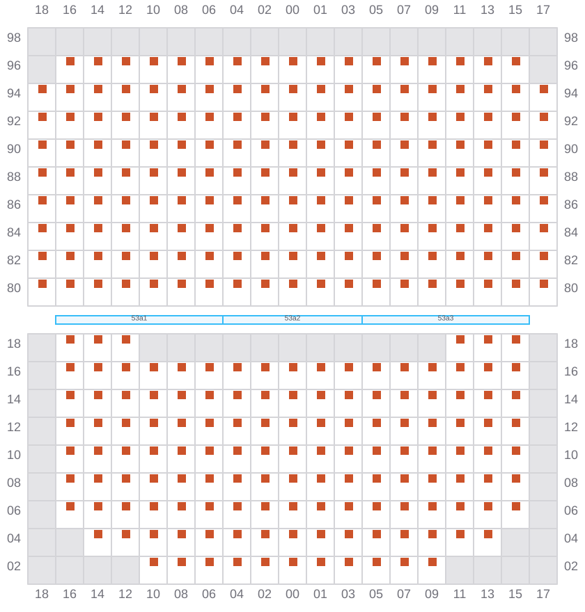 Bay 053 view and slots of MSC SOFIA PAZ