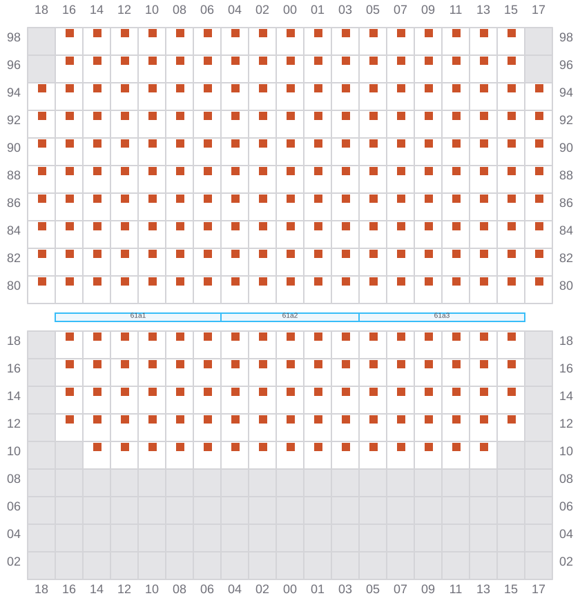 Bay 061 view and slots of MSC SOFIA PAZ