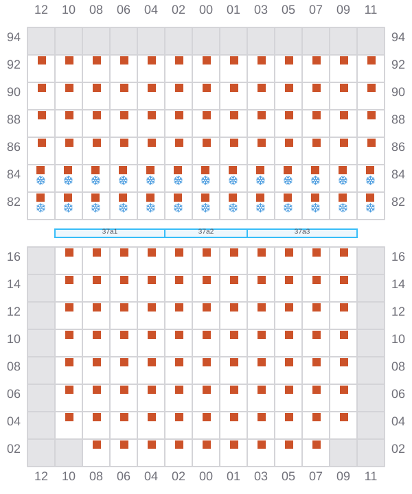 Bay 037 view and slots of CMA CGM MARLIN
