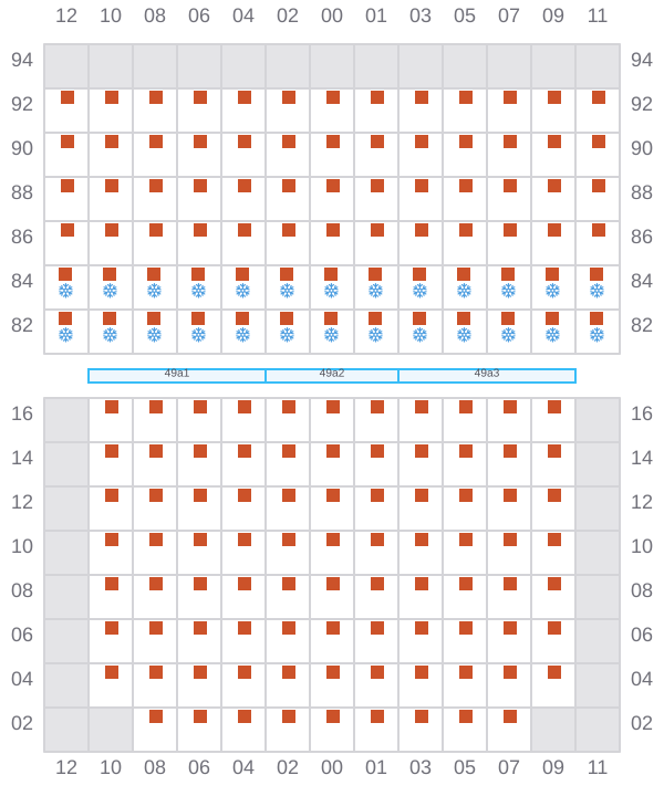 Bay 049 view and slots of CMA CGM MARLIN