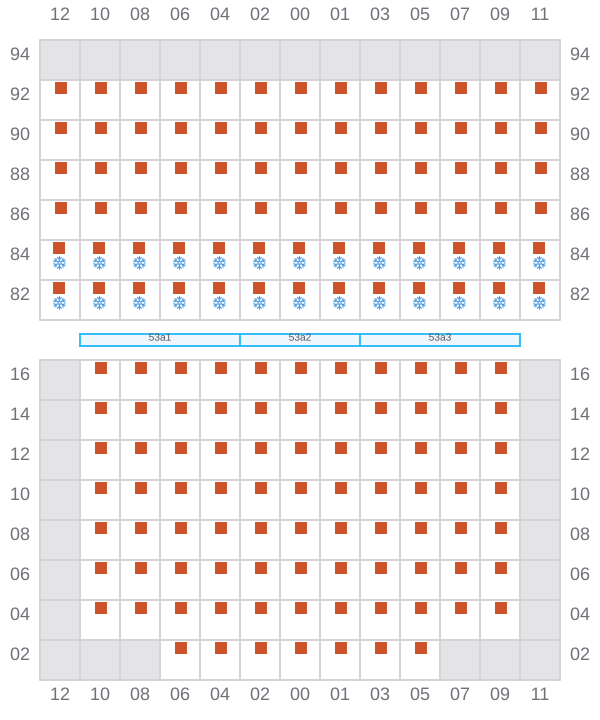 Bay 053 view and slots of CMA CGM MARLIN