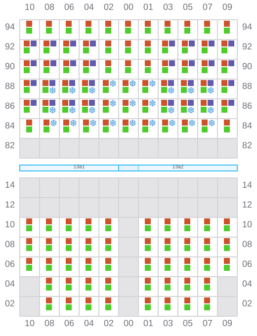 Bay 013 view and slots of MSC IRA II
