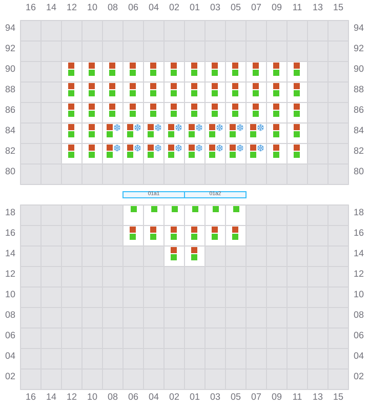 Bay 001 view and slots of APL HOLLAND