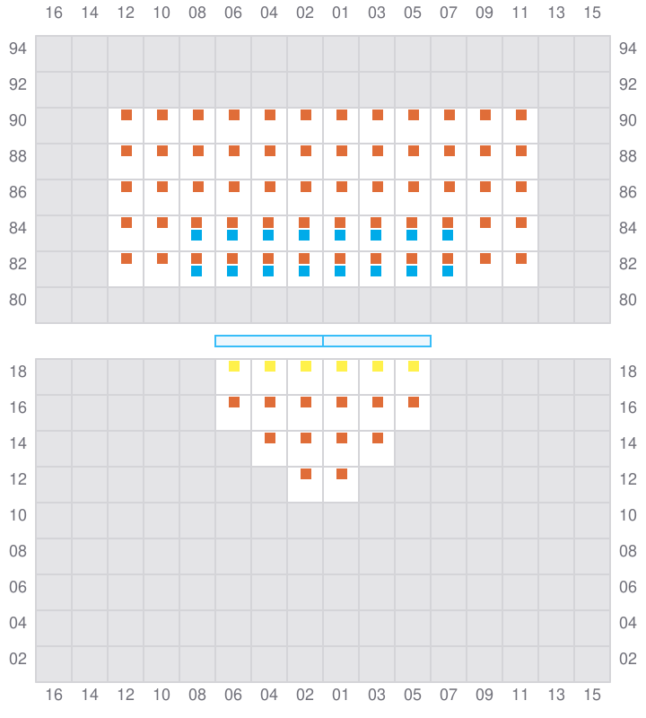 Bay 003 view and slots of APL HOLLAND