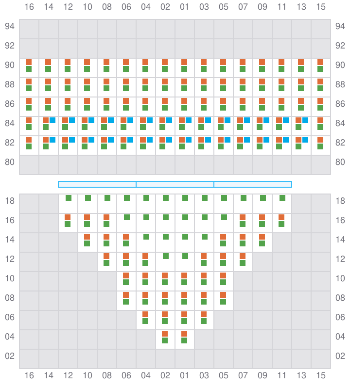 Bay 009 view and slots of APL HOLLAND