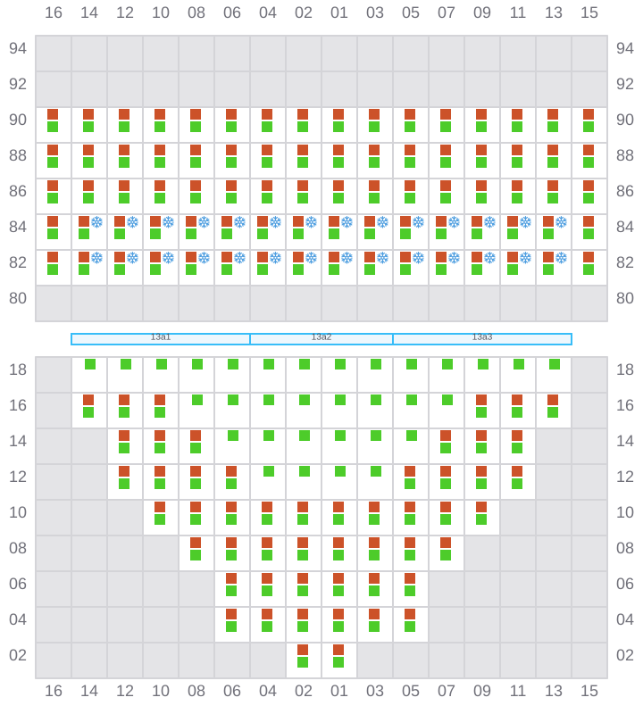 Bay 013 view and slots of APL HOLLAND