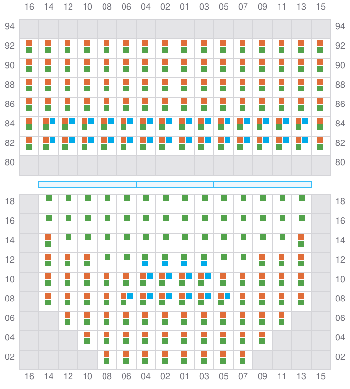 Bay 021 view and slots of APL HOLLAND