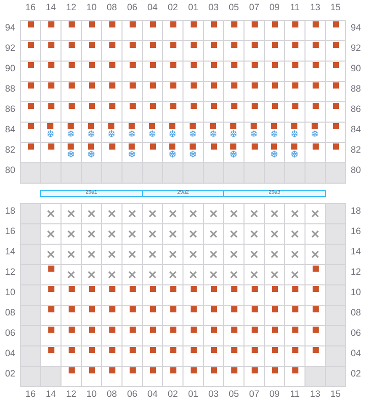 Bay 031 view and slots of APL HOLLAND