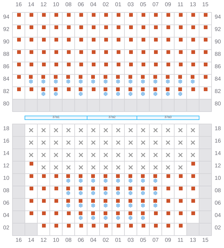 Bay 039 view and slots of APL HOLLAND