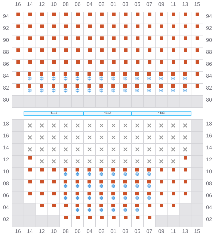 Bay 043 view and slots of APL HOLLAND