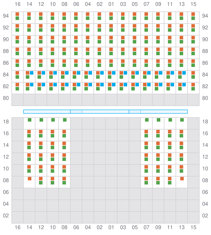 Bay 045 view and slots of APL HOLLAND