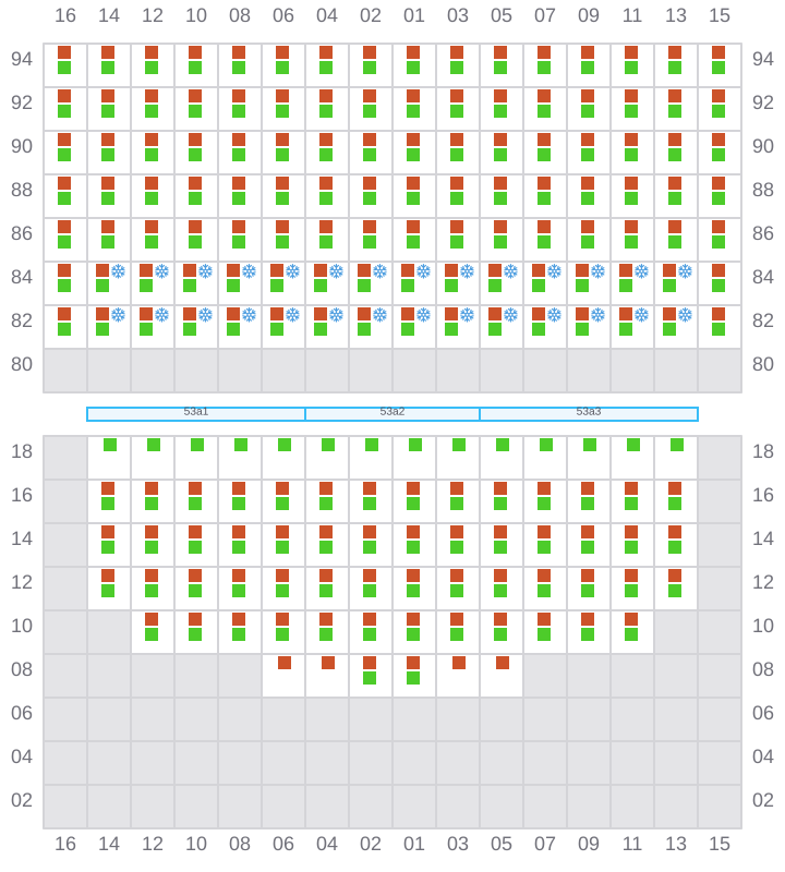 Bay 053 view and slots of APL HOLLAND
