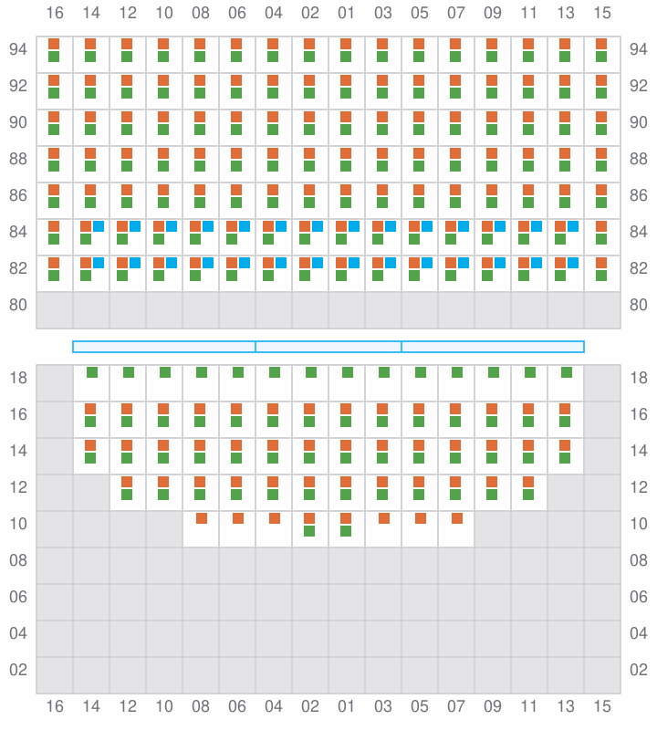 Bay 057 view and slots of APL HOLLAND