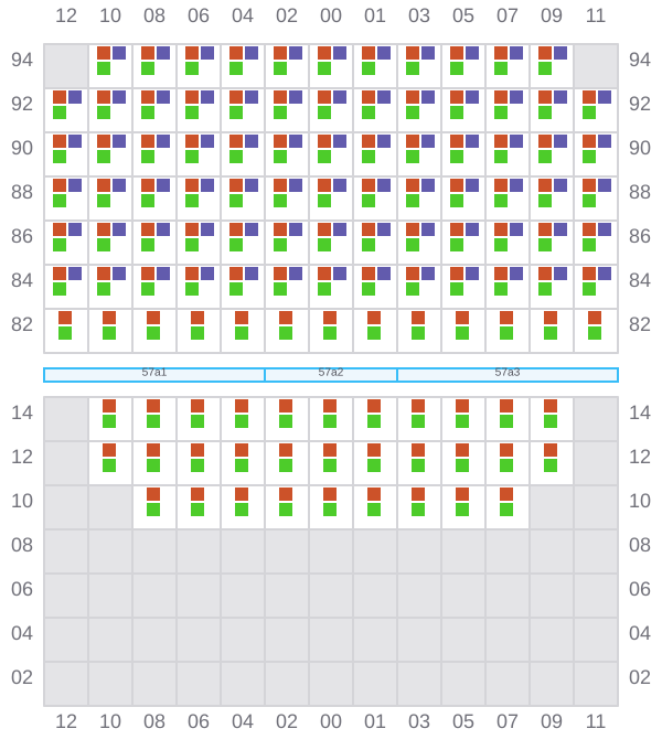 Bay 057 view and slots of CMA CGM SAVANNAH