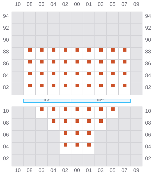 Bay 003 view and slots of CMA CGM GULF EXPRESS
