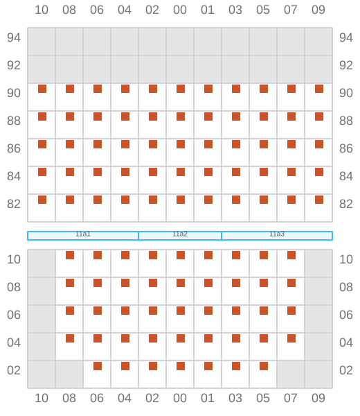 Bay 011 view and slots of CMA CGM GULF EXPRESS